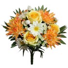 Kunstblume Strauß Rosen-Dahlie Künstlicher Blumenstrauß Dahlien 38cm GELB-ORANGE