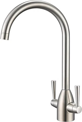 Hapilife Kitchen Tap Modern Design Monobloc Two Handle High Arc 360 Swivel Spout