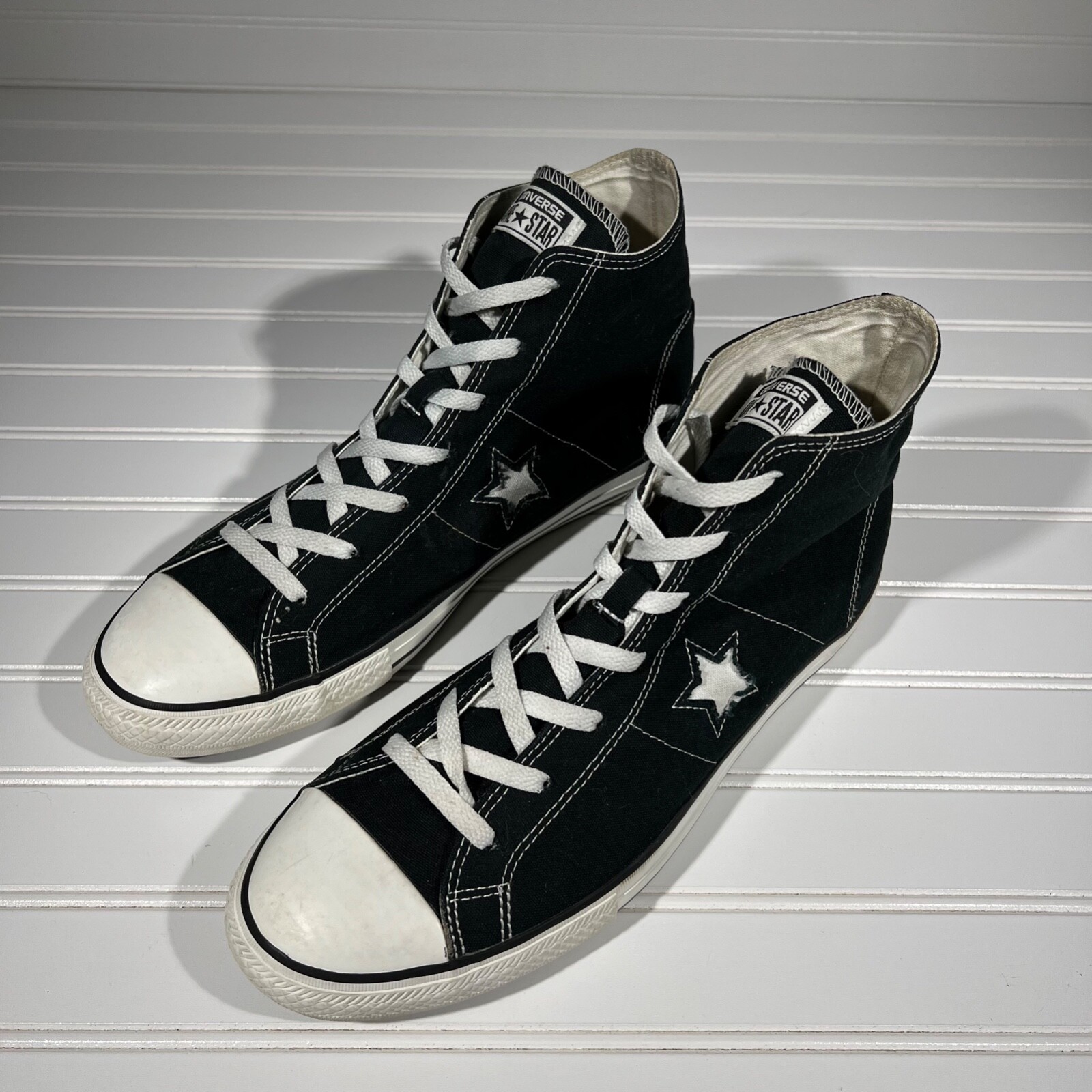 black converse one star high tops