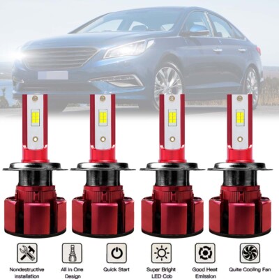 LED Headlight Bulb Kit For 2011-2014 Hyundai Sonata - H7 High/Low Beam, 6500K White