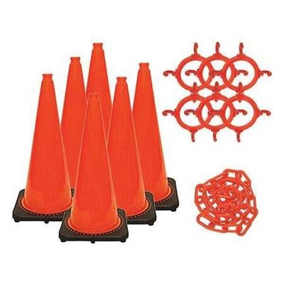 Mr. Chain 93213-6 Traffic Cone Kit, Uv Inhibited Polyethylene, Orange