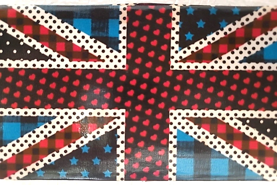 Union Jack жесткий чехол бумажник застежки синий и красный сердца звезды клетку панк Великобритании - Изображение 3 из 4