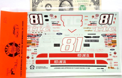 SLIXX 1/24 Water Slide Decals NASCAR #81 RED LINE OIL T.I.C. Financial BHA53