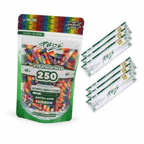 Filtro de carbón activo PURIZE 250 unidades Xtra Slim Size 5,9 mm + 6 paquetes Long Papers - Imagen 9 de 10