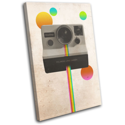 Kamera Polaroid Retro Abstrakt Vintage EINZELNE LEINWAND WANDBILD Bild Druck