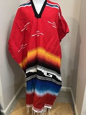 Tribal Serape Mexican Adult Poncho One Size Fits Most Colorful Spanish Sunset