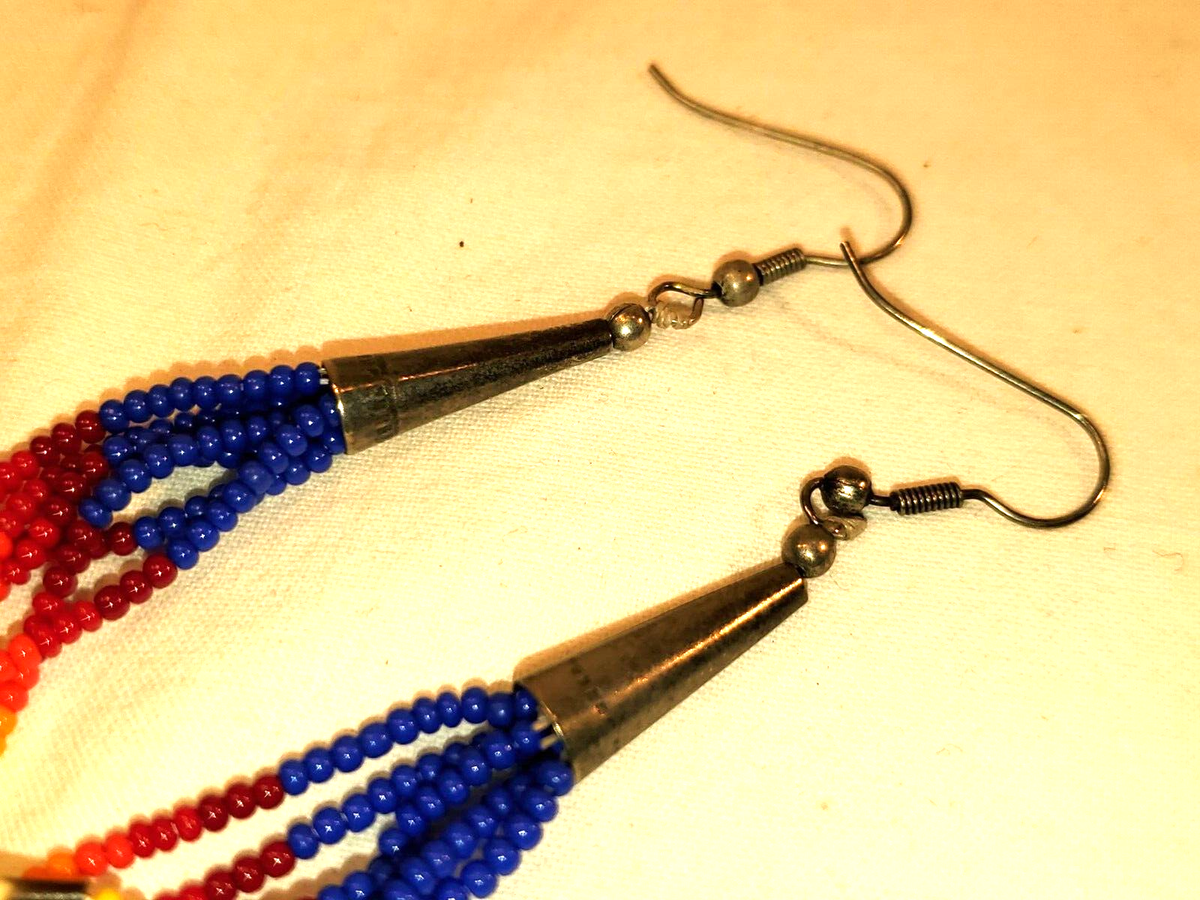 Vtg Native American Multicolor DANGLE BEAD Porcupine  display picture 2