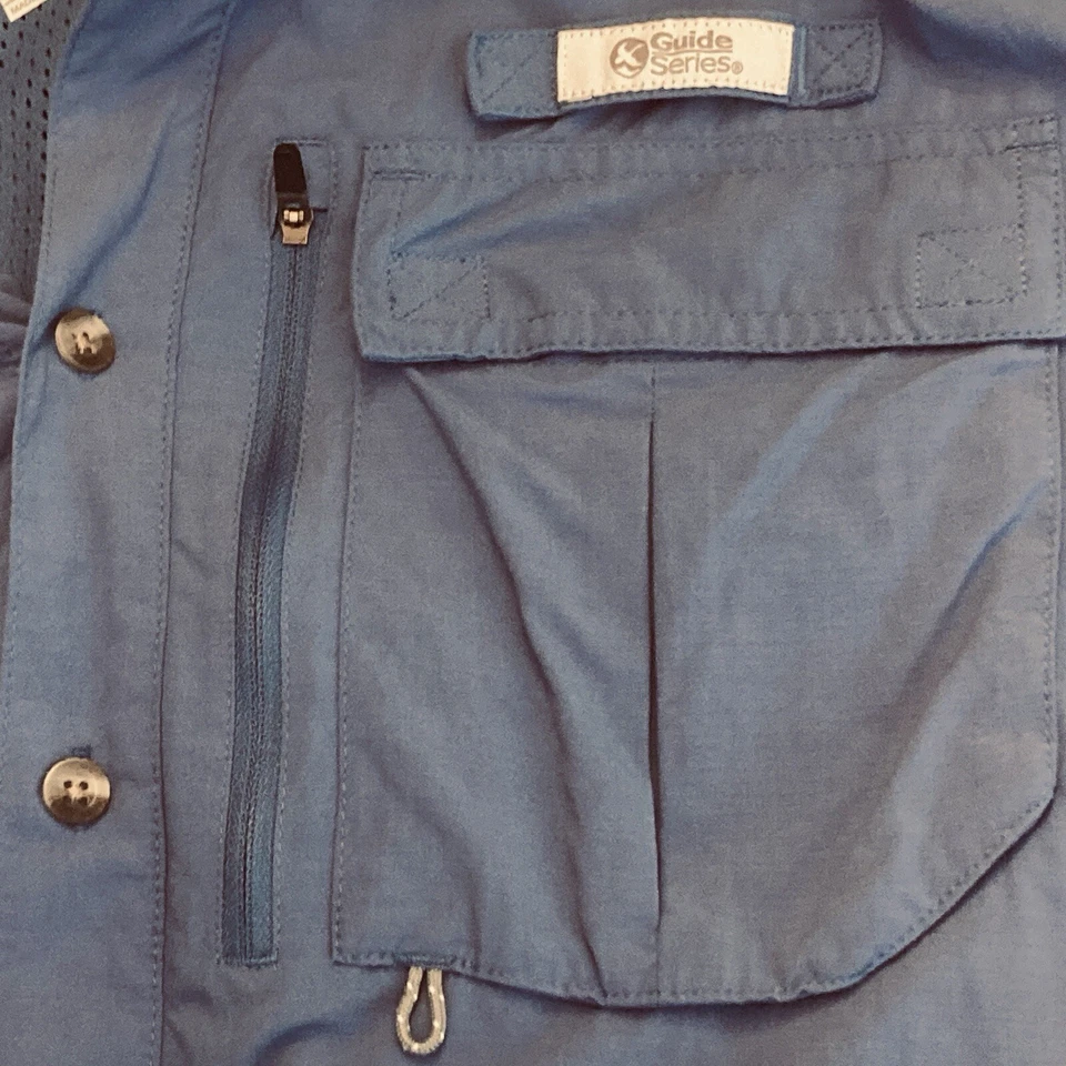 Camisa de pesca Gander Mountain Guide Series para hombre de nailon azul ventilada talla XL con malla Foto 4 de 4