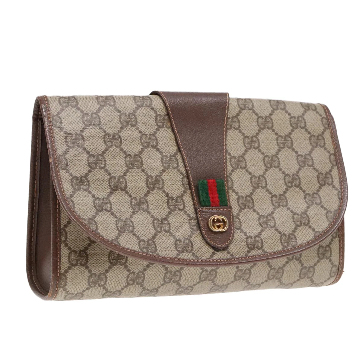 Sac pochette GUCCI GG Supreme Web Sherry Line PVC beige 156 01 030 authentique yk15333