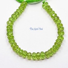 5mm Gem Grade Apple Green Burmese Peridot Faceted Rondelle Beads 4" Strand