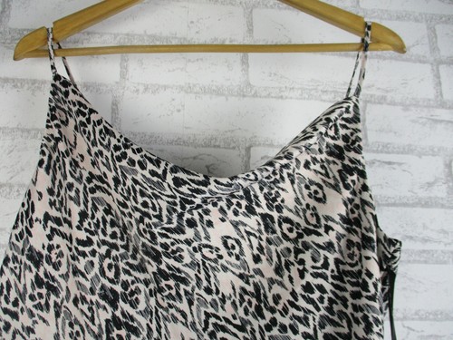 Decjuba womens singlet top blouse black beige print 12 spaghetti straps - Picture 6 of 10