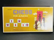 1965 Selchow & Righter CHESS FOR JUNIORS = with instructions/chessmen=READ!