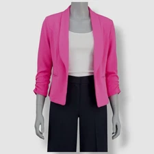Bar III Women's Pink Solid Shawl Collar 3/4 Sleeve Blazer Jacket Petite Size PM