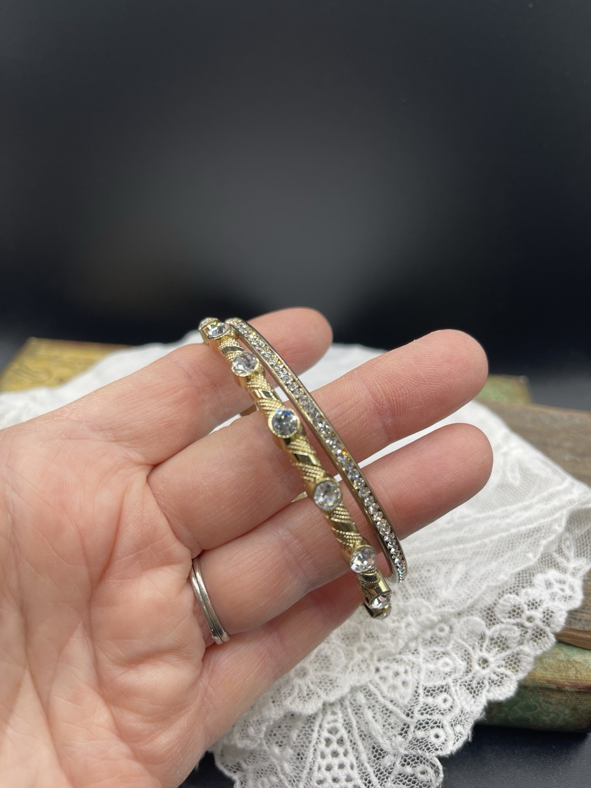 Vintage Bangle Braclets With Crystals - image 9