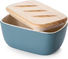 DOWAN 6.5" Large Butter Dish With Lid Ceramic Butter Container For Countertop