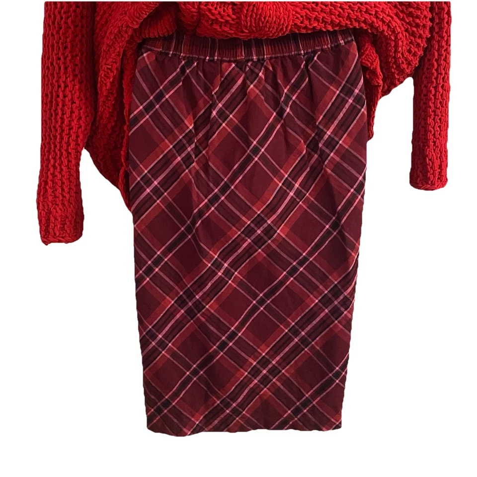 Falda Vintage Mujer XL Roja Cuadros Midi Cápsula Tartán Preppy Retro Suroeste Foto 3 de 4