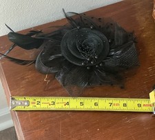 Black Mesh Rose Fascinator Hat Cocktail Tea Party Kentucky Derby Hair Clip Bow