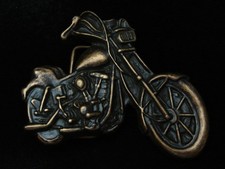 PL11118 NOS VINTAGE 1970s CUT-OUT  MOTORCYCLE  BRASSTONE BELT BUCKLE