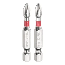 2pcs PH2 Phillips Screwdrivers Bit 1/4" Hex Shank 2" Long Magnetic Red