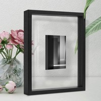 Bilderrahmen Schwarz Glas Schwebend Fotorahmen Deko Modern 20X25 Cm