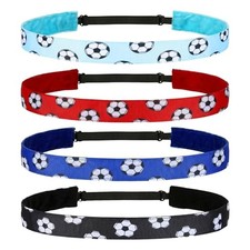 Soccer Headbands for Girls and Boys 4 Pcs Non Red Dark Blue Black Light Blue