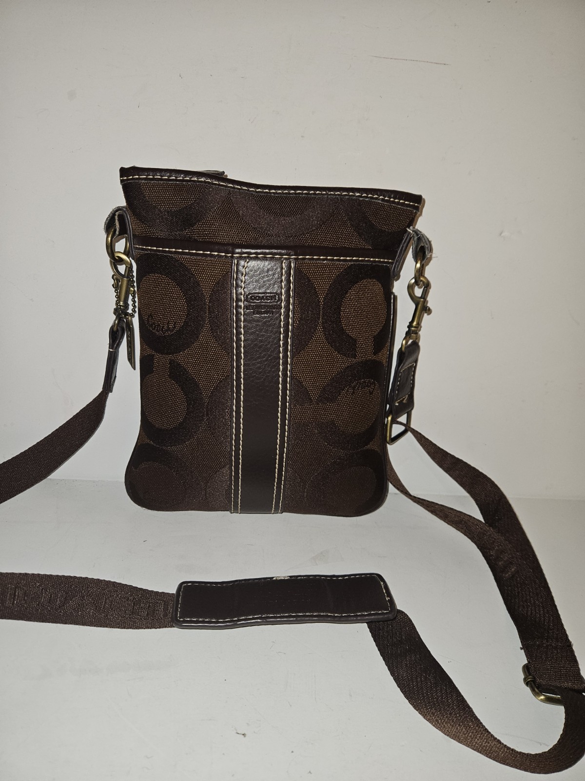 Coach Women's Signature Canvas & Leather Crossbody Bag Brown w/ Bronze Hardware