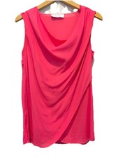 KAOS tunica top donna piccola 100% seta crepe blusa senza maniche rosa brunch resort