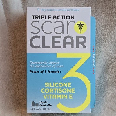 SCAR CLEAR Triple ActionLiquid Brush-On Silicone Cortisone Vit E, EXP 06/28 NEW