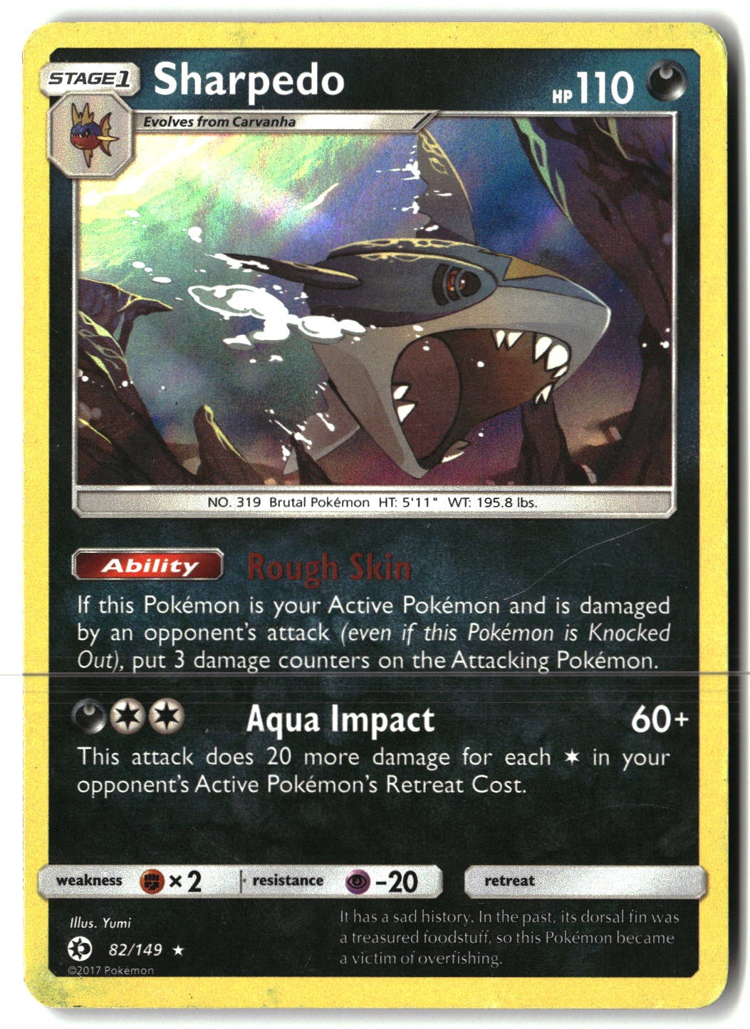 Sharpedo 82/149 Holo Rare SM Base Set Pokemon Heavily Played