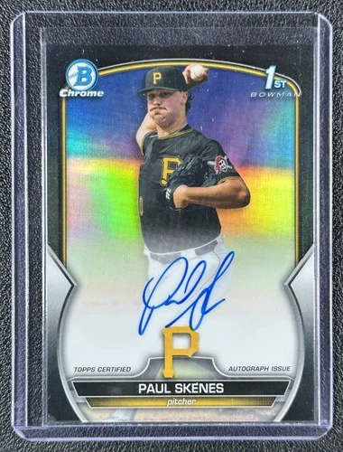 PAUL SKENES 2023 BOWMAN CHROME DRAFT 1ST PROSPECT BLACK REFRACTOR AUTO 3/75