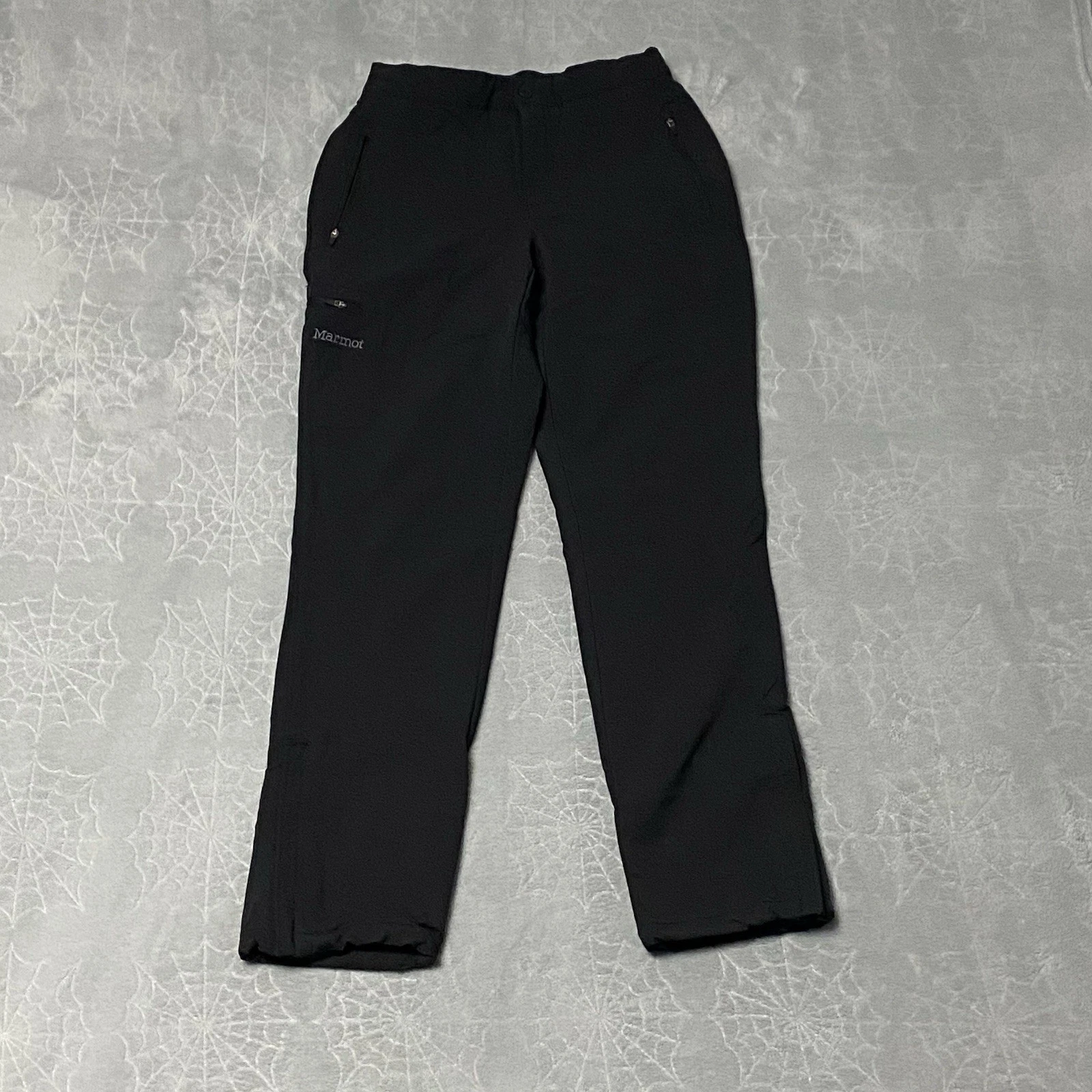 Marmot Pants Womens S Black Softshell Hiking Trail Cargo Zip Pockets Ankle Zips