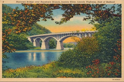 Narrows Bridge Bedford PA Poster Lincoln Highway Raystown River   24x36'' Print