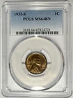 1931 S Lincoln Wheat Cent PCGS MS64BN ‼️KEY DATE ATTRACTIVE BLUE / GREEN TONER‼️