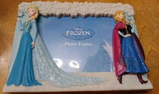 Image of Disney Frozen Anna and Elsa Glittered Snowflakes Resin 4x6 Photo Frame