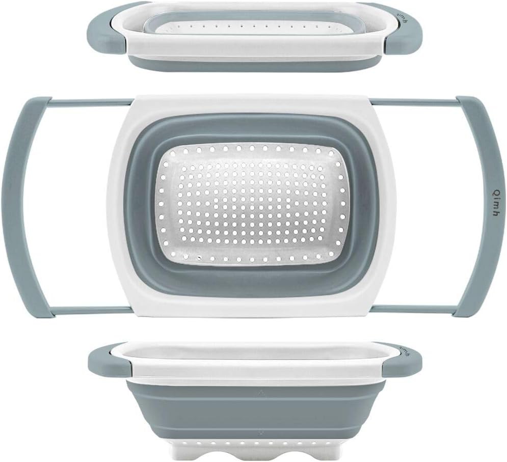 Qimh Collapsible Colander | Over The Sink Silicone Kitchen Strainers and Colande