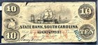 1859 $10 State Bank South Carolina Obsolete Banknote. — photo 1