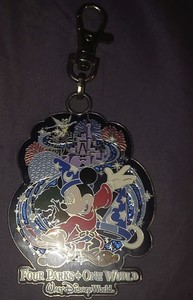 Disney Mickey Mouse Sorcerer "Four Parks One World" Walt Disney World Keychain