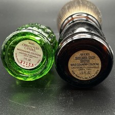Vintage Avon Shaving Brush Aftershave Bottle Amber Decanter 1970s Barber Shop