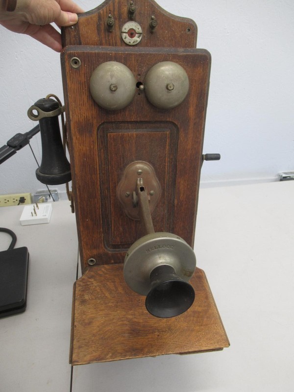 Antique Kellogg  Hand Crank Oak Case Wall Telephone kl