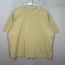 UNIQLO Airism Womens XL Beige T-Shirt Crew Neck Short Sleeve Cotton Blend