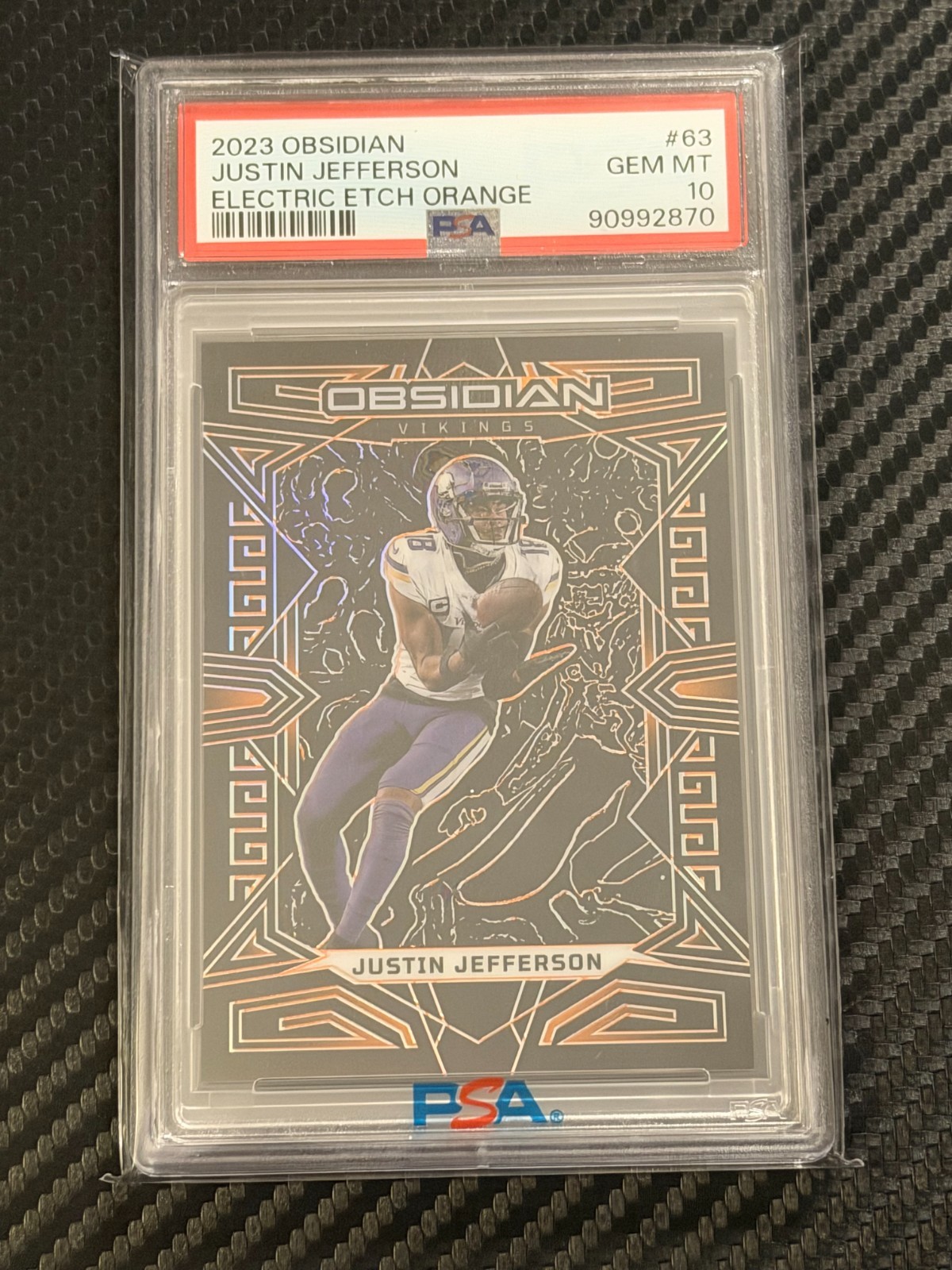 2023 Panini Obsidian - Justin Jefferson #63 Electric Etch Orange /49 PSA 10