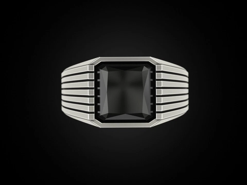 Piedra preciosa de ónix negro 925 anillo de plata esterlina para hombre... - Imagen 2 de 4