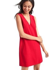 GAP Red Shift Dress Size S Sleeveless V-Neck A-Line Mini w/ Pockets