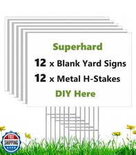 Rtshuok 12 Pack 17 x 12 White Blank Yard Signs with Stakes, Weatherproof Corr