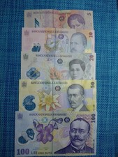 🇷🇴 Romania 185 lei = US$40.88 FACE assortment of 5 Banknotes 081826-7