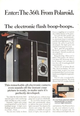 Polaroid Enter the 360 Electronic Flash Boop Boops 2 pages 1969 Vintage Ad 
