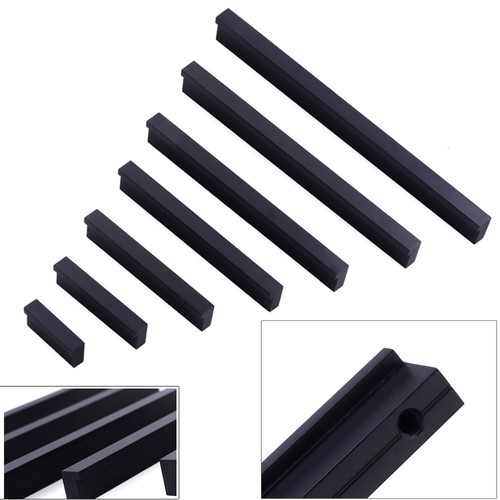 Extended Space Aluminum Wardrobe Cabinet Knobs Drawer Door Pull Handles Black - 第 1/7 張圖片