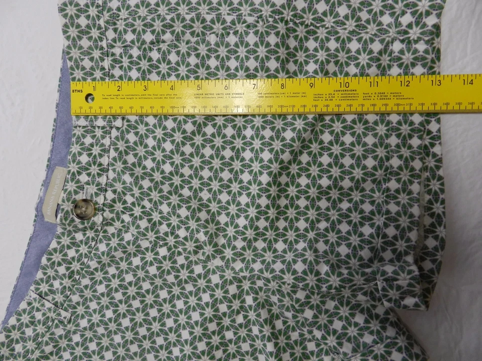 BANANA REPUBLIC Pantalones Cortos Mujer Talla 2 Verde Estampado Algodón NUEVO (cs52) Foto 2 de 4
