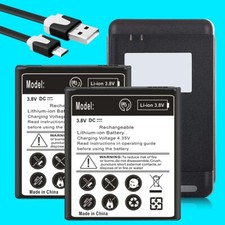 2x 4600mAh Excellent Battery Charger USB Cable f Samsung Galaxy J3 Aura SM-J337R