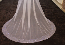Bridal Veil 1 tier beaded with rhinestones pearls for bride